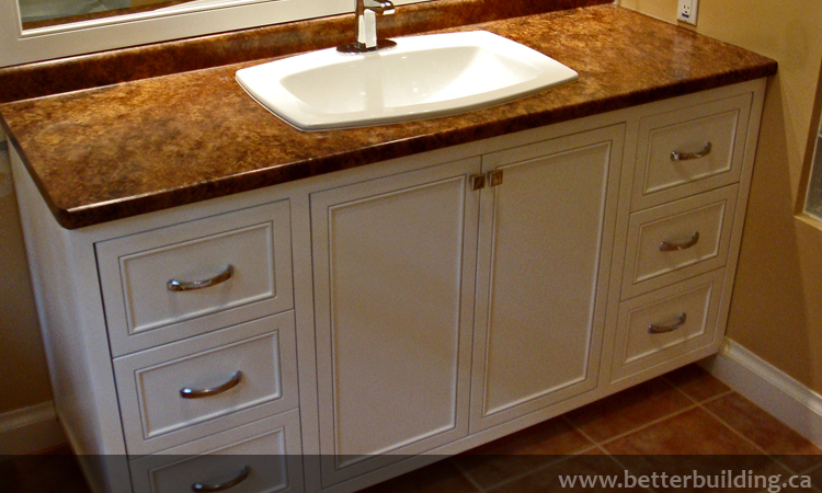 Custom White Painted Vanity with bead doors